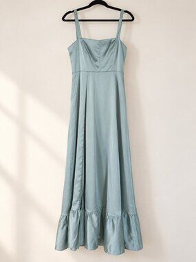 NWT Show Me Your Mumu Clarissa Corset Maxi Dress Silver Sage Satin M